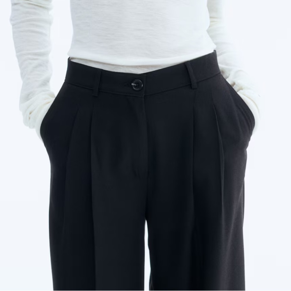h&m black trousers pleated women new black size 10 - Picture 11 of 11